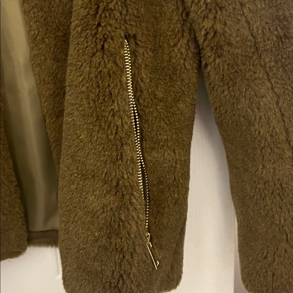 J. Crew Women's Forest Green Teddy Jacket Size Medium - Picture 4 of 6
